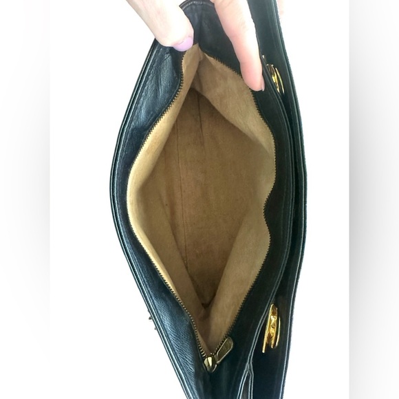 MCM Black Leather Shoulder Bag with Gold Accents - Picture 12 of 13